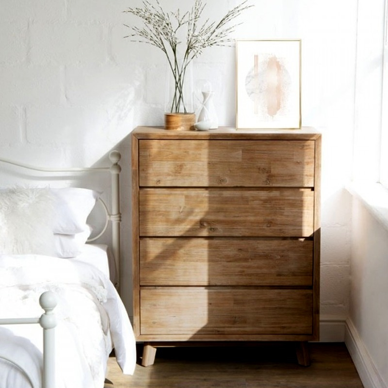 4-Drawer Acacia Wood Chest of Drawers