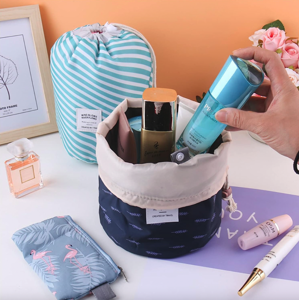 drawstring pouch bucket barrel cosmetic makeup bags travel organizer Shaped Nylon Bag Barrel Toiletry Bag All The