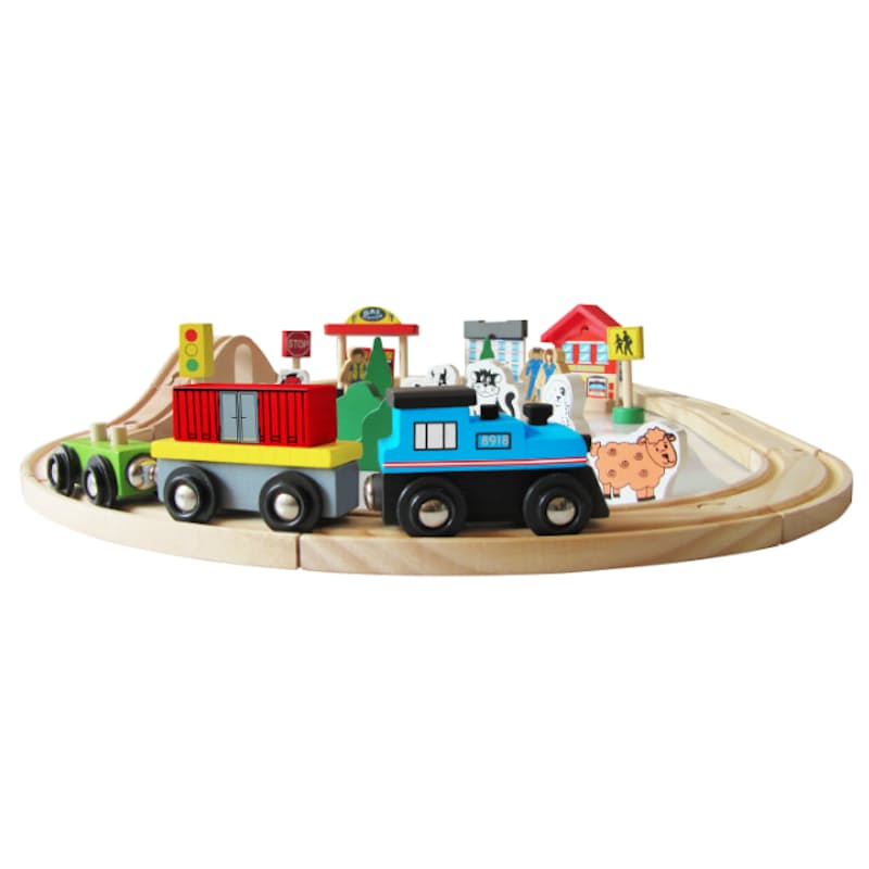 50 piece wooden train set sales