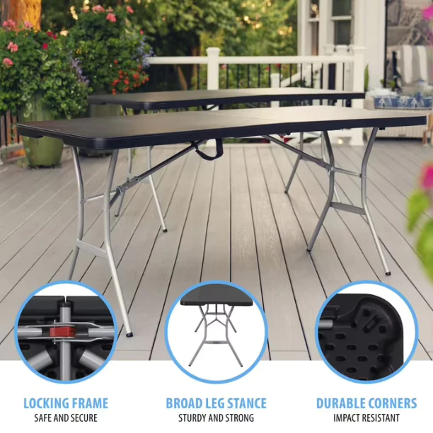 41% off on ZEUS 1.8m Black Folding Table | OneDayOnly
