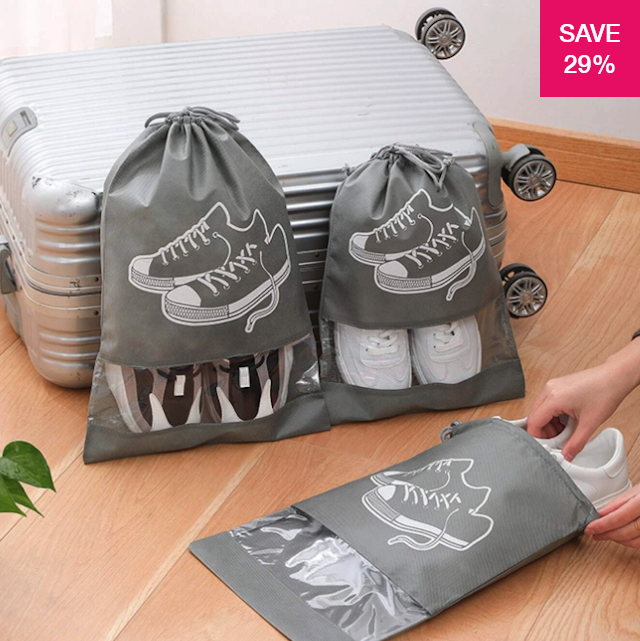 2x Non Woven Travel Shoe Bags