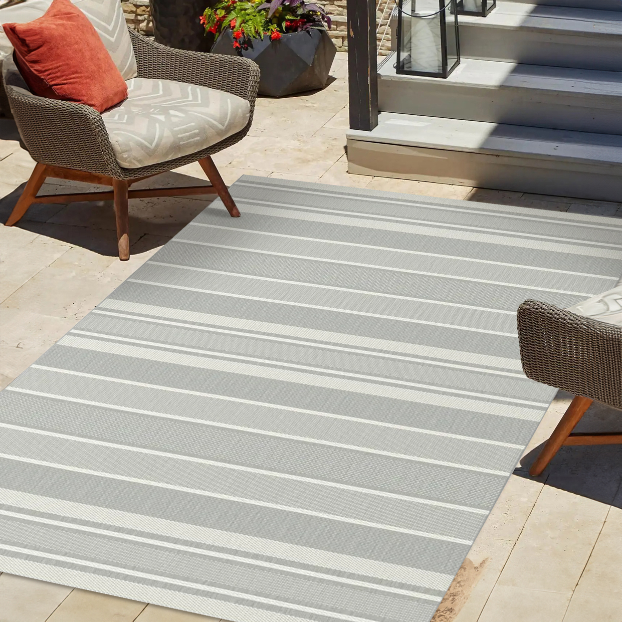 59 off on Grey Stripe Indoor/Outdoor Rug OneDayOnly