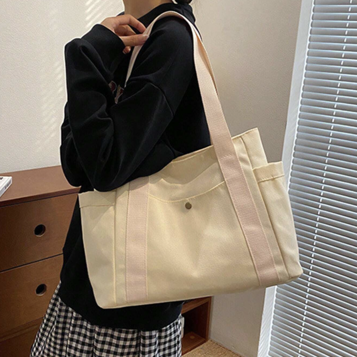 40% off on Canvas Tote Bag with Pockets | OneDayOnly