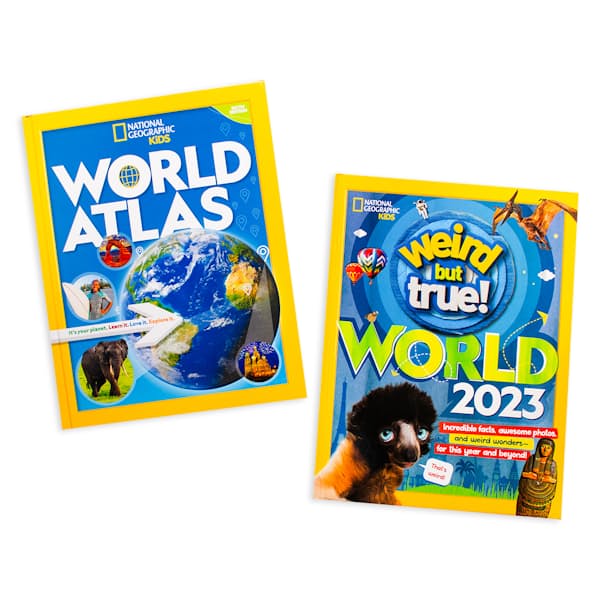 Hardcover World Atlas & Fact Book (2 Books)