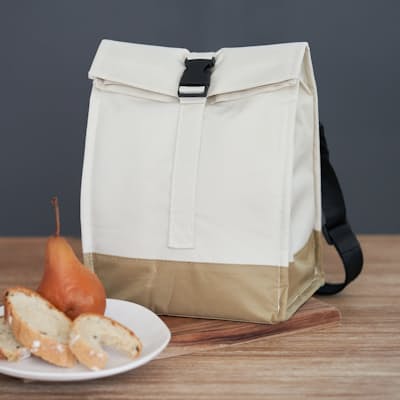 Retro Thermal Insulated Roll-Up Lunch Tote with Shoulder Strap