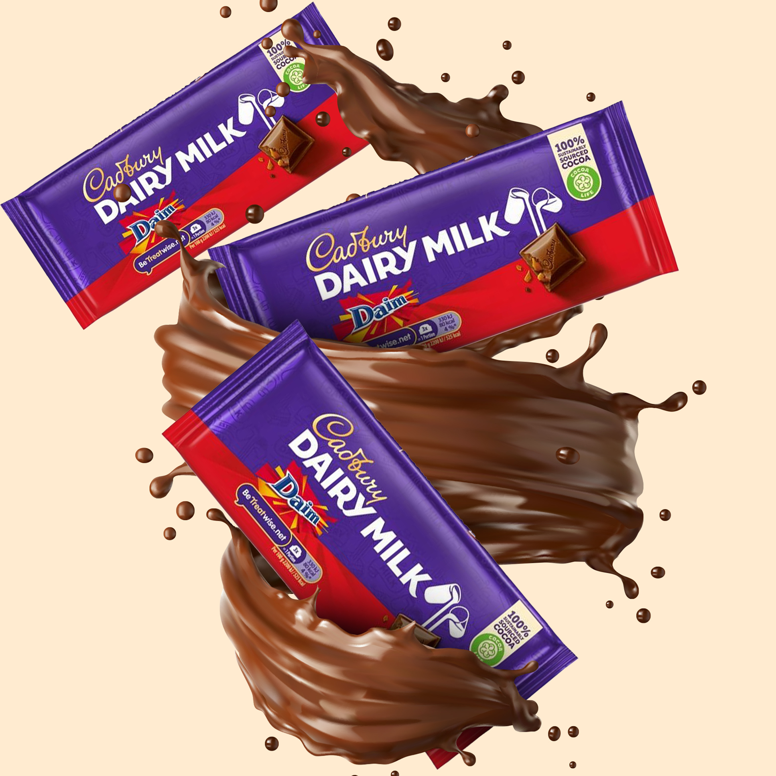 23 off on 3x 120g Dairy Milk Daim Slabs OneDayOnly