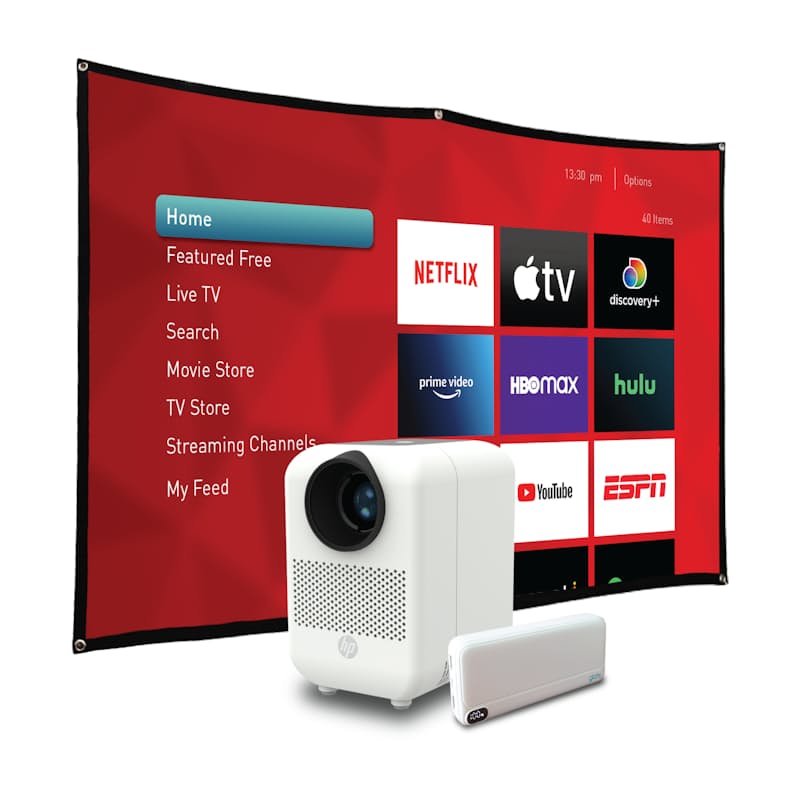 LED Projector with Screen & Powerbank