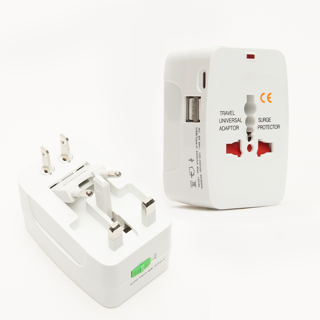 2x 2400mA USB and Type-C Universal Travel Adapters