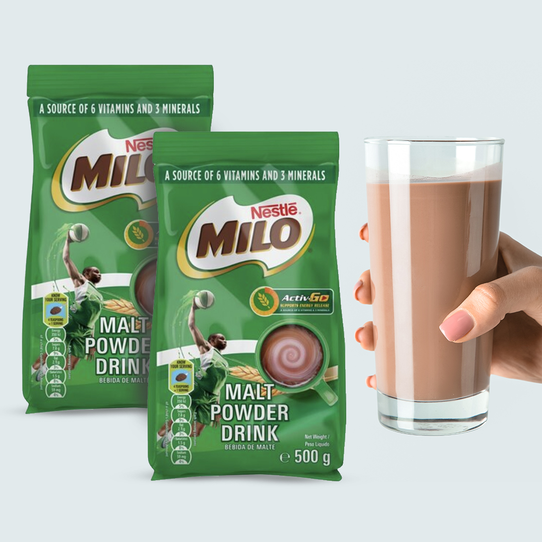 2x 500g MILO Malt Chocolate Energy Drinks
