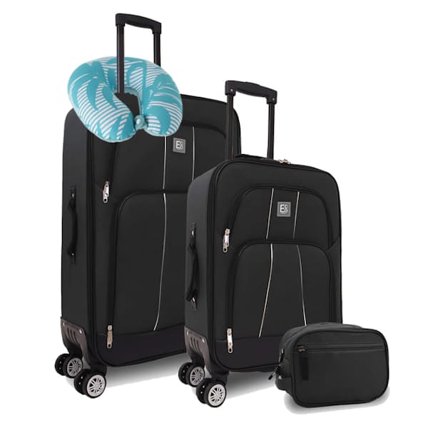 Seville 2-Piece Luggage Set with Toiletry Bag and Neck Pillow