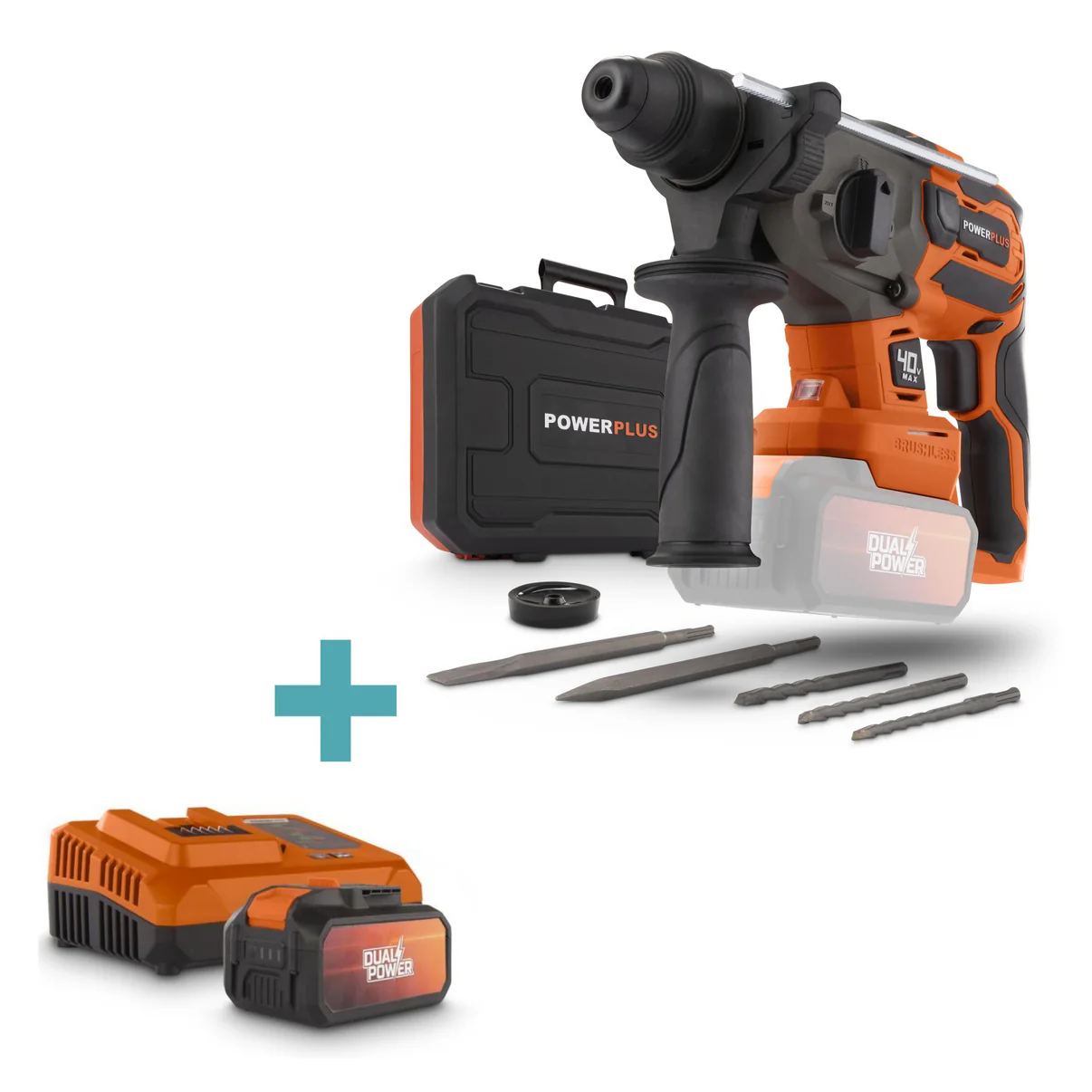 40V Cordless Hammer Drill Brushless and Battery Set