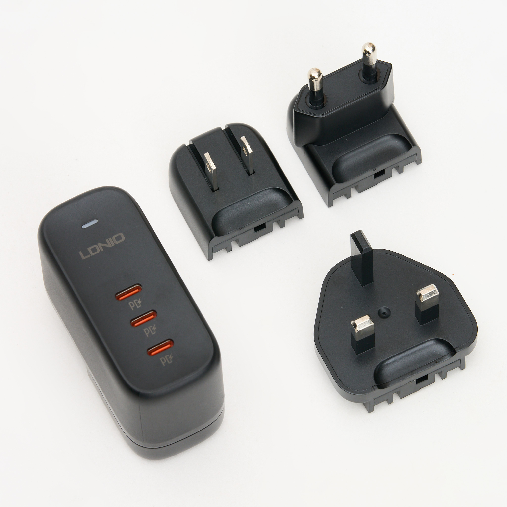 65W GaN Travel Fast Charger with International Plugs & 3 USB-C Ports