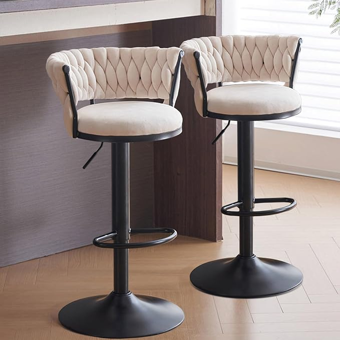 40% off on KC Furn 2x Velvet Swivel Bar Stools | OneDayOnly