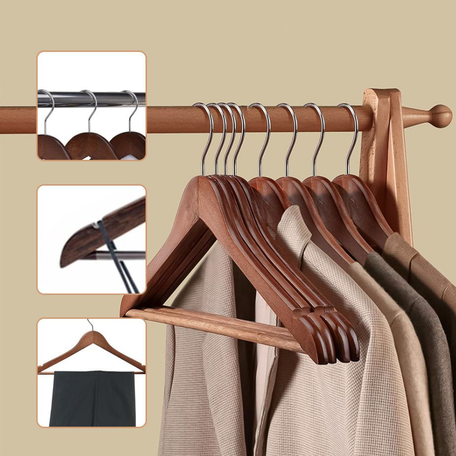 42% off on 20x Non-Slip Wooden Hangers | OneDayOnly