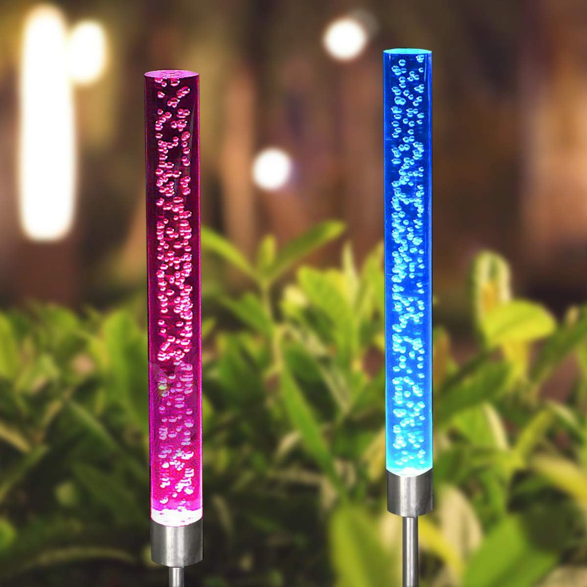 2x Solar-Powered LED Wand Garden Lights