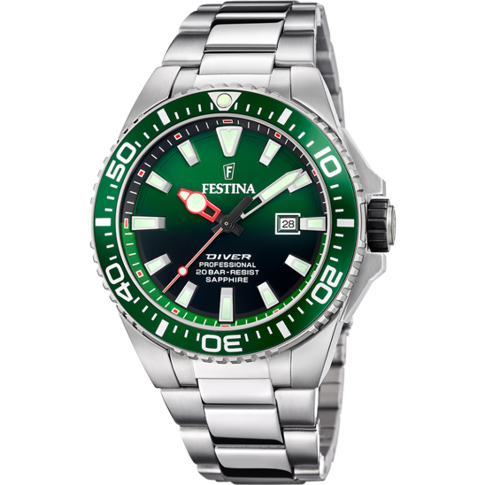 Men's Stainless Steel Green Bracelet Watch