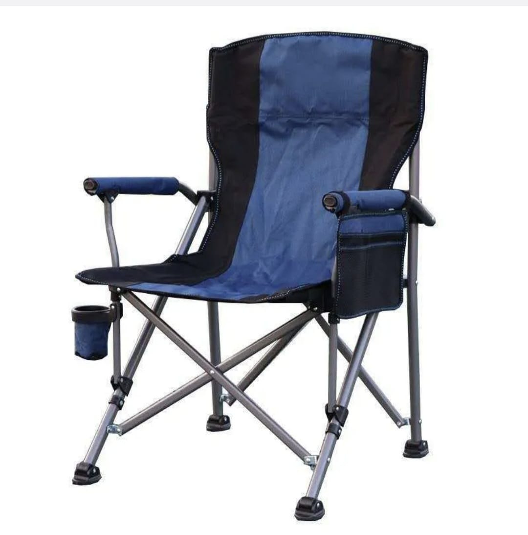 Outdoor Foldable Camping Chair with Padded Armrests & Cup Holder