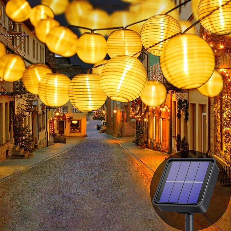 5m Solar-Powered Waterproof Lantern String Lights