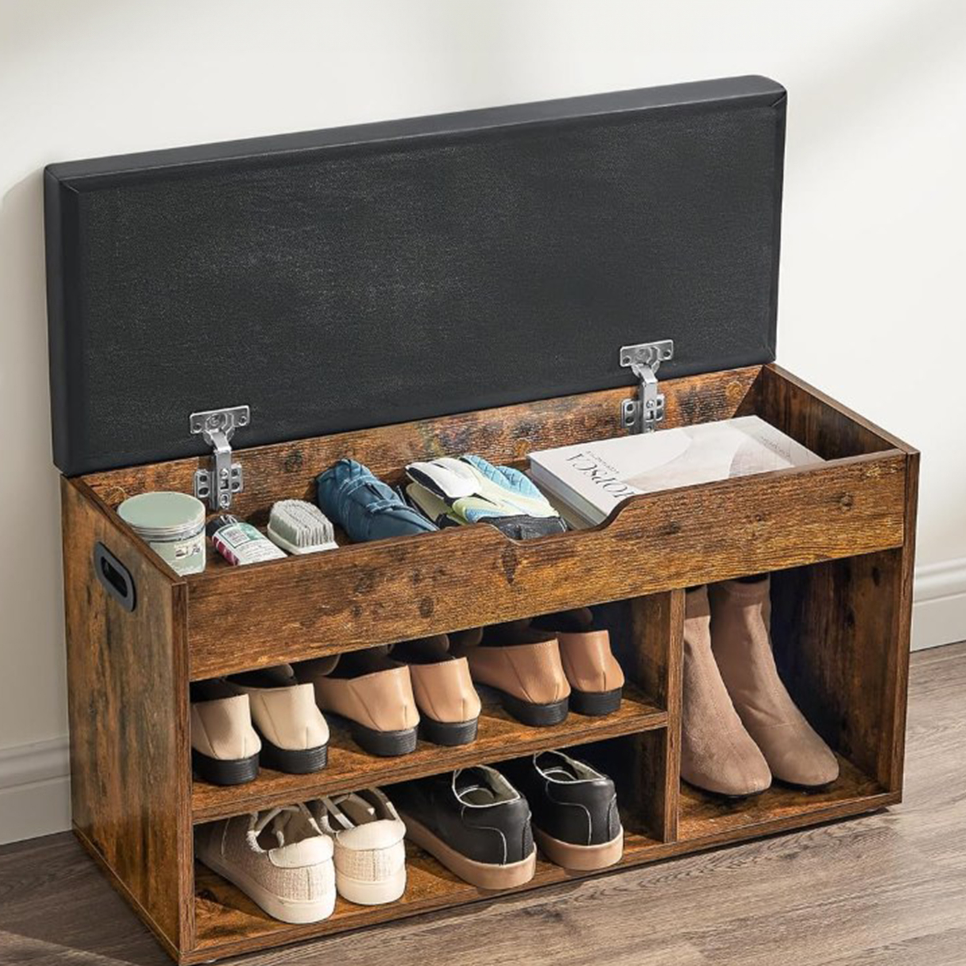 Brown Valencia Shoe Rack Storage Bench