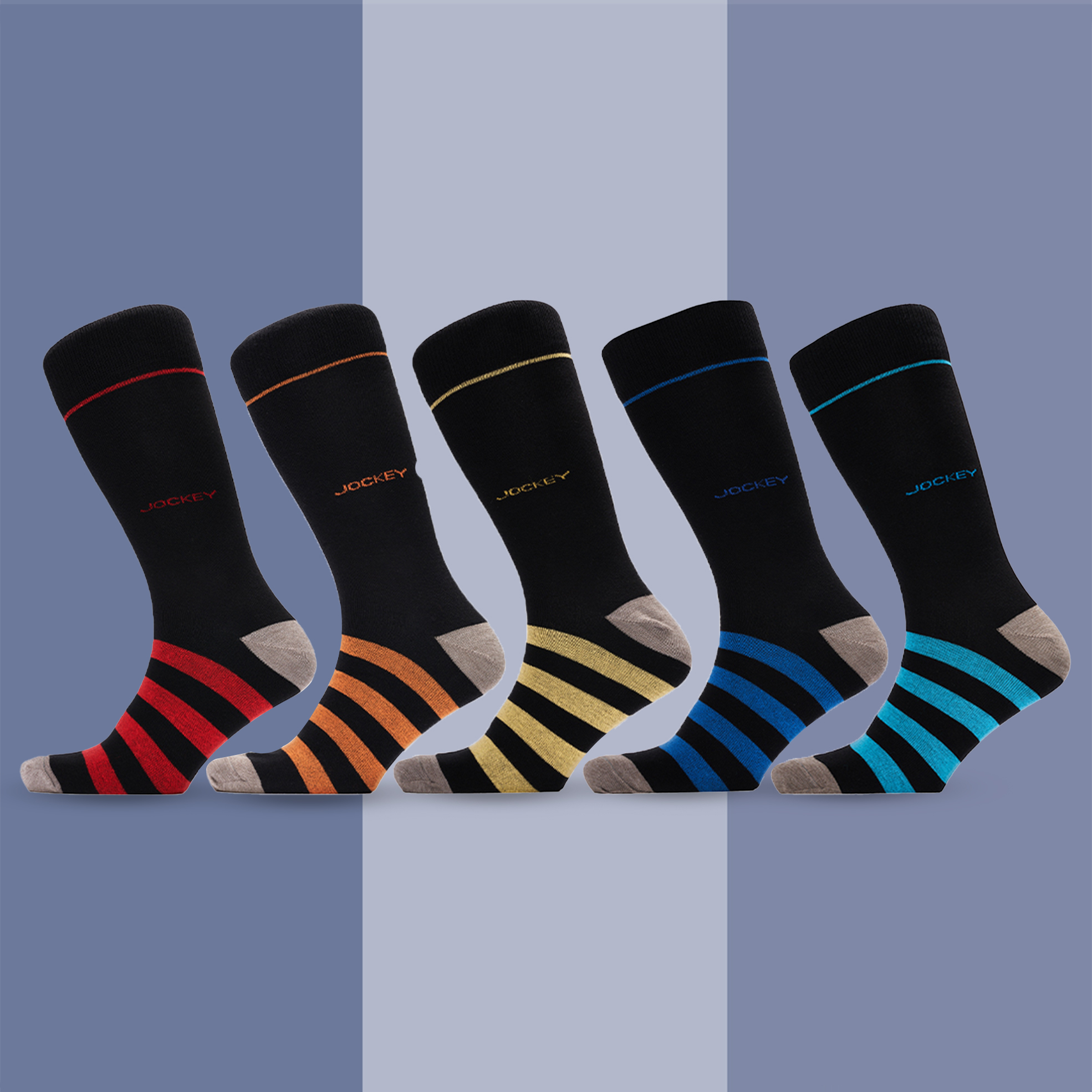5x Men's Colourful Striped Dress Socks