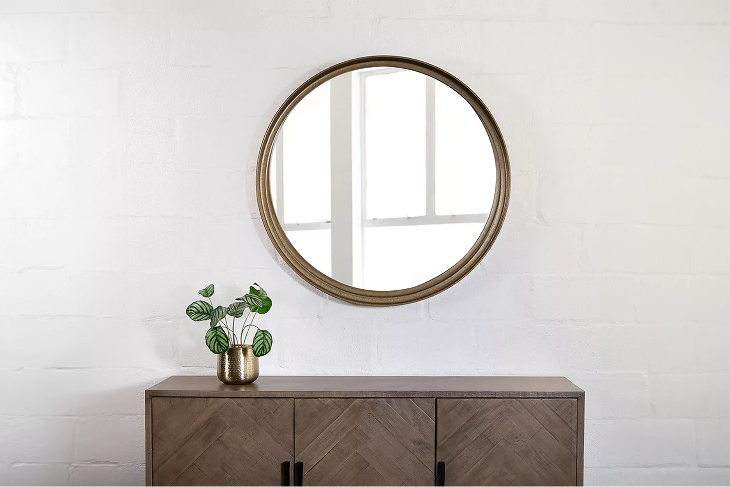 R600 off on Dinesh 101cm Gold Aluminium Mirror | OneDayOnly