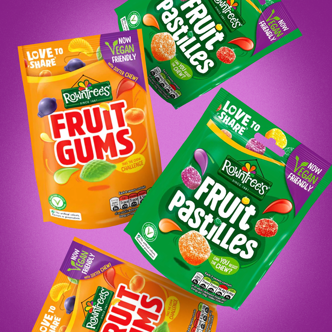 4x Fruit Pastille or Fruit Gum Bags
