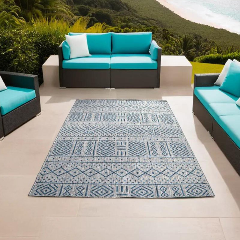 Allaperto Tribal Turquoise Indoor/Outdoor Rug