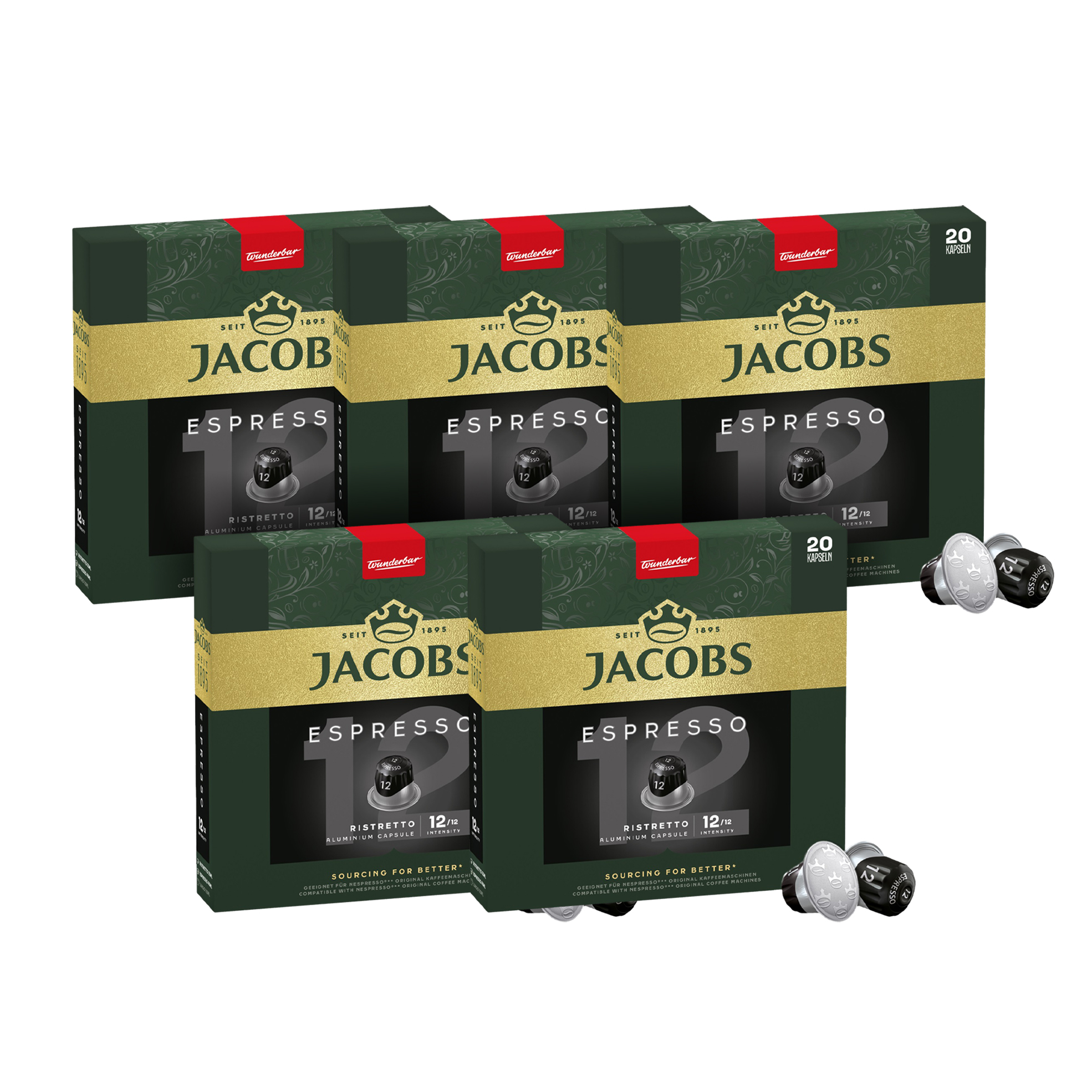 5x 20's Aluminium Nespresso Compatible Coffee Capsules