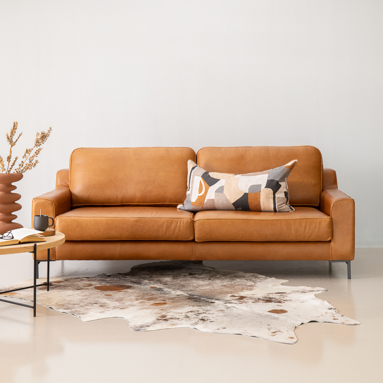 R4,700 off on Tulbagh Ginger Leather Couch | OneDayOnly