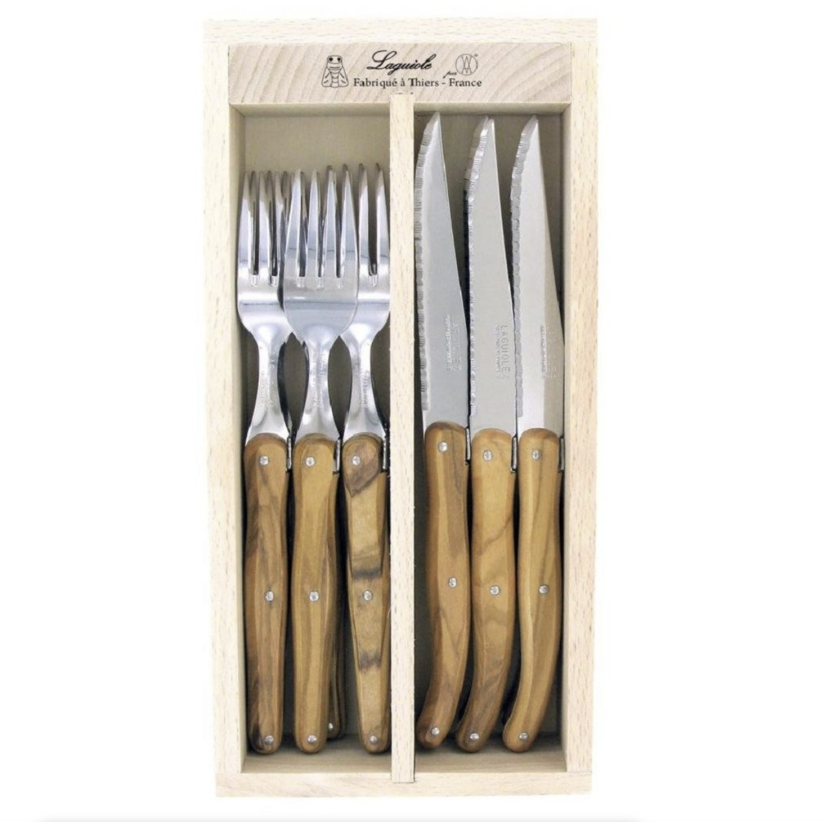 12-Piece Olive Wood Cutlery Set