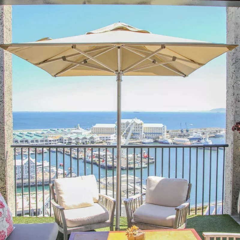 Premium St. James Square Aluminium Ecru Patio Umbrella with Easilift System and Protective Cover