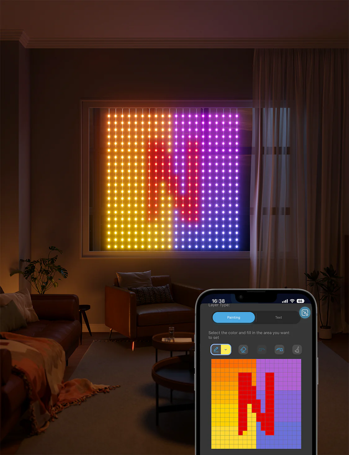 Govee Curtain Lights, 520 LEDs RGBIC pour Noël, Lumières de Rideau WiFi Intelligentes pour l