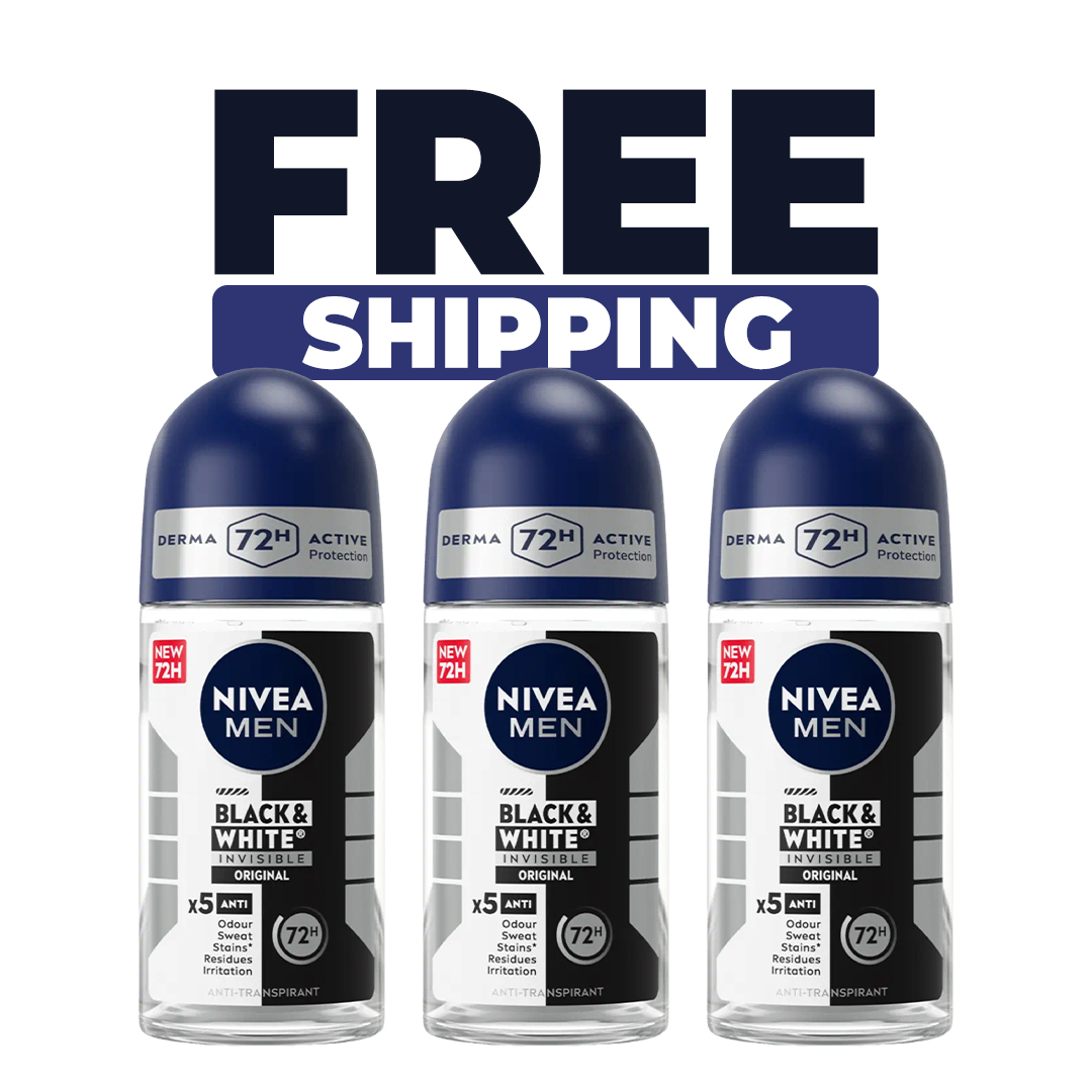 3x 50ml Black & White Invisible Original 48hr Anti-Perspirant Roll Ons