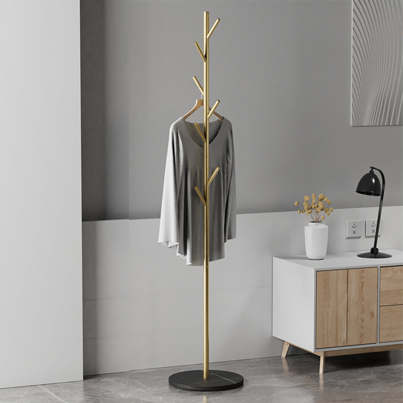 7-Hook Metal Coat Rack with Marble Base