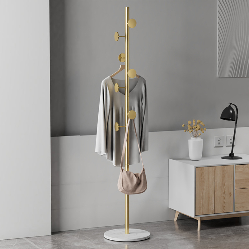 7-Hook Metal Coat Rack with Marble Base
