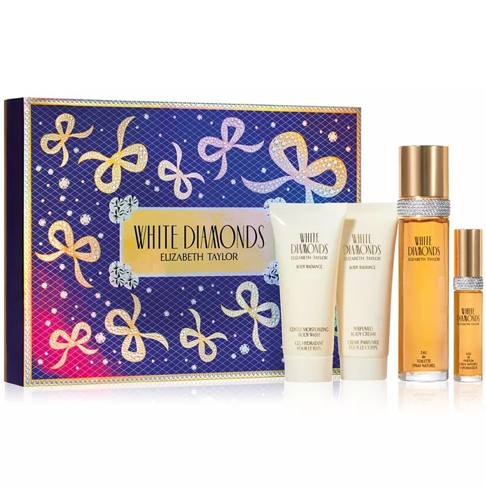 Coffret Cadeau Elizabeth Taylor White Diamonds - 4 Pièces Pour Femme - Parfum Spray - Neuf Sous Emballage