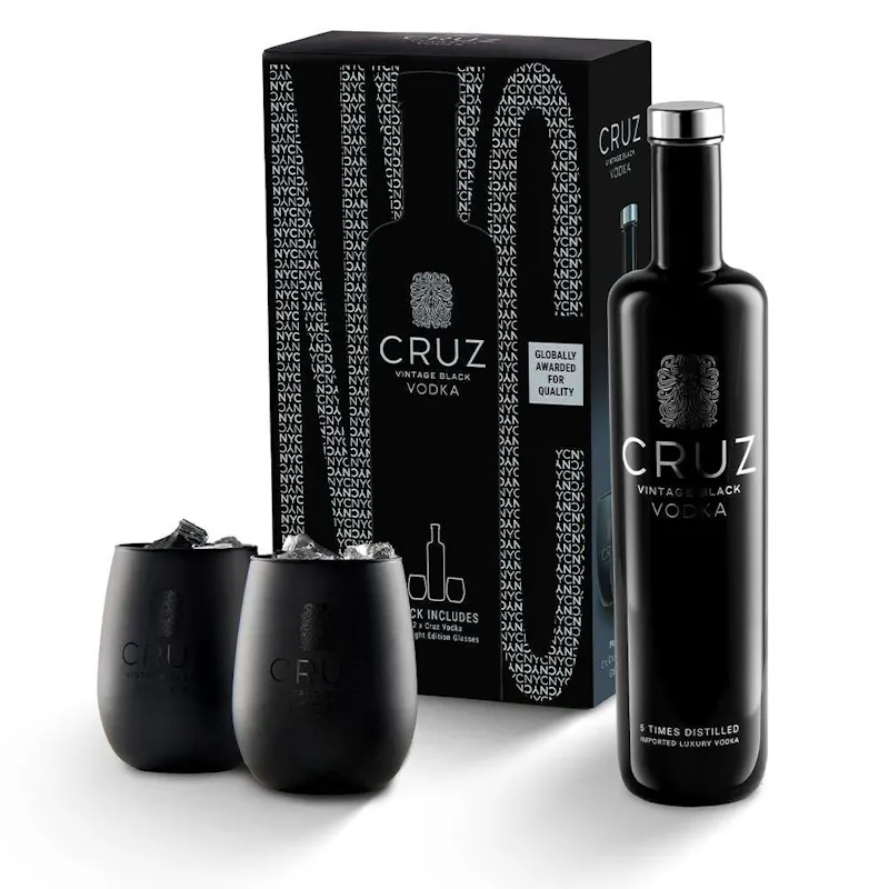 Cruz 750ml Vintage Black Vodka Gift Set | OneDayOnly