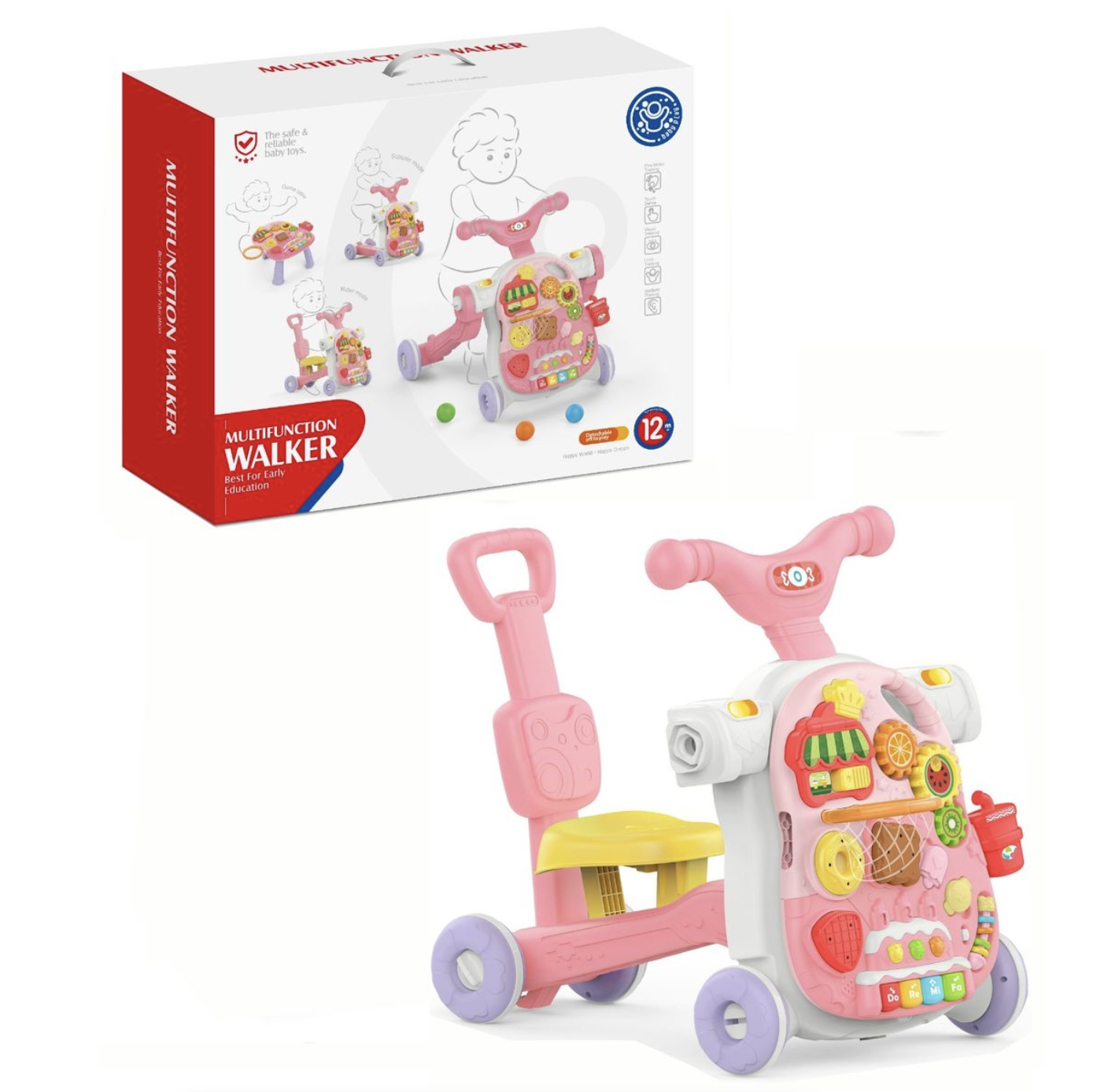 4-in-1 Baby Sit-to-Stand Learning Walker Toy
