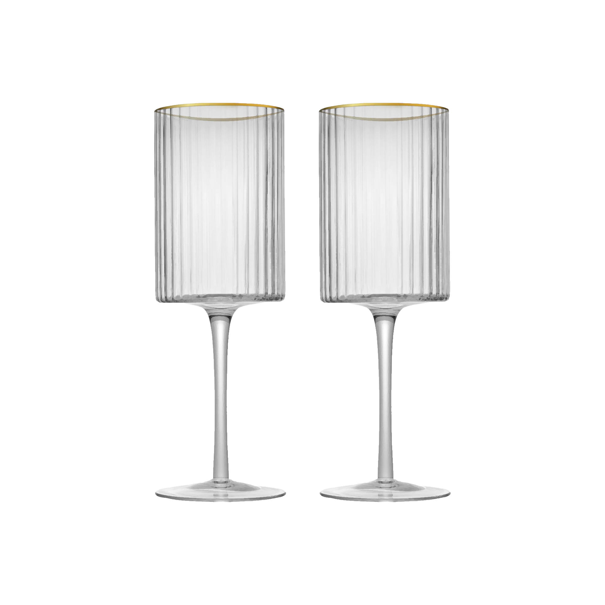 2x Opulent Gold Rim Wine Glasses
