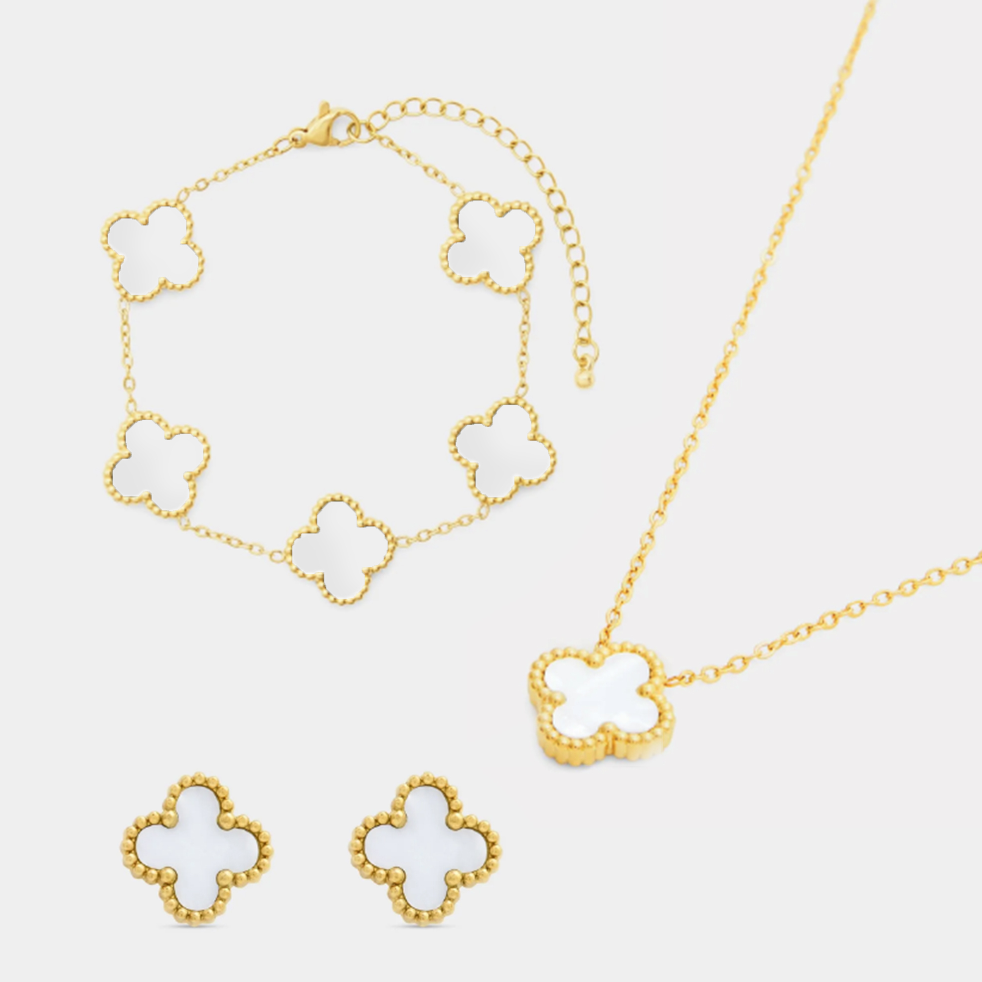 50% off on 18ct Stainless Steel Clover Set | OneDayOnly