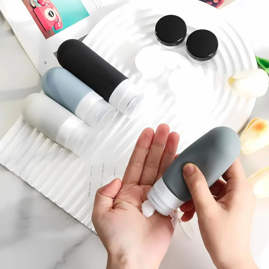 16-Piece Silicone Travel Bottles with Labels and Carry Bag