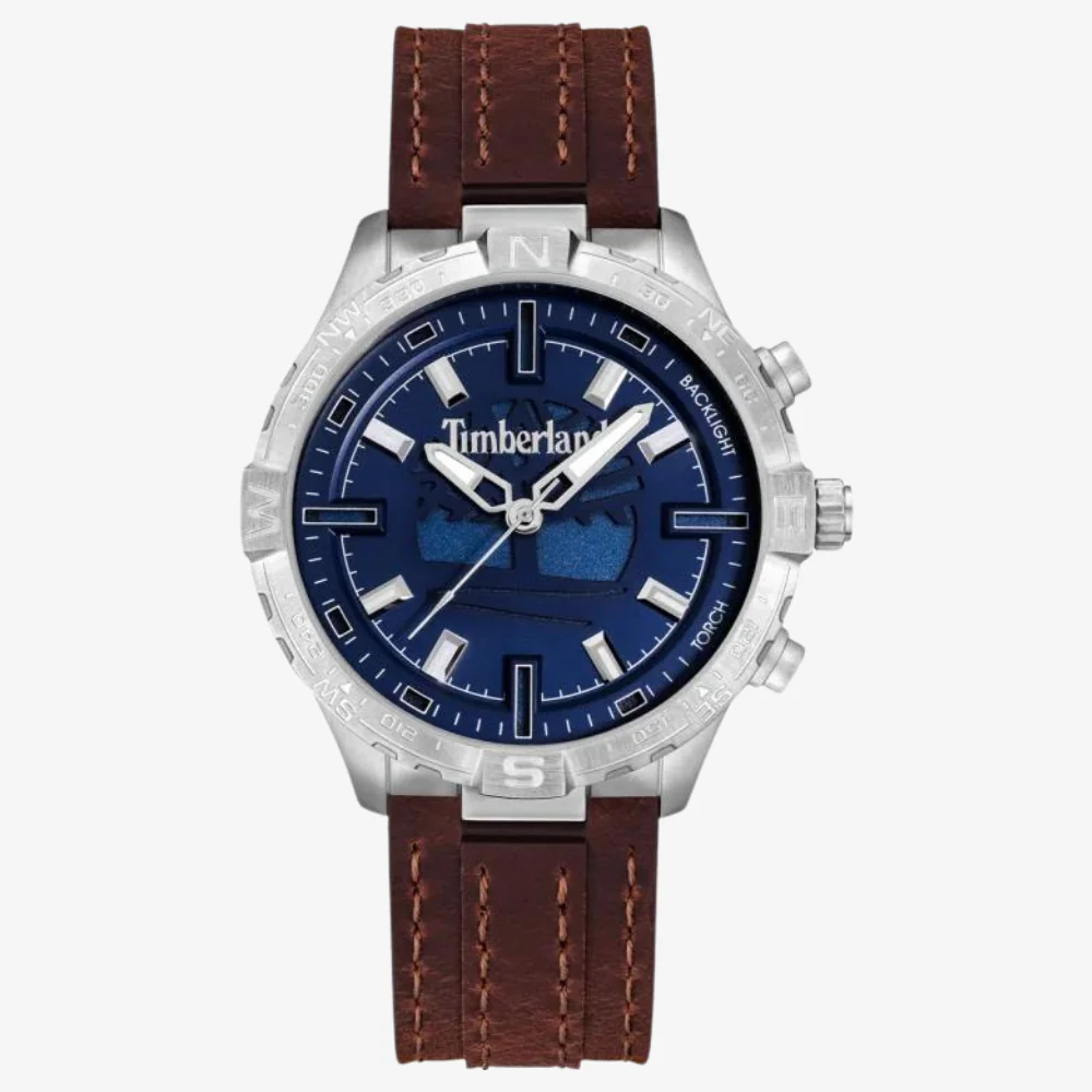 Timberland Flowell Multifunction Tan Leather Strap Watch