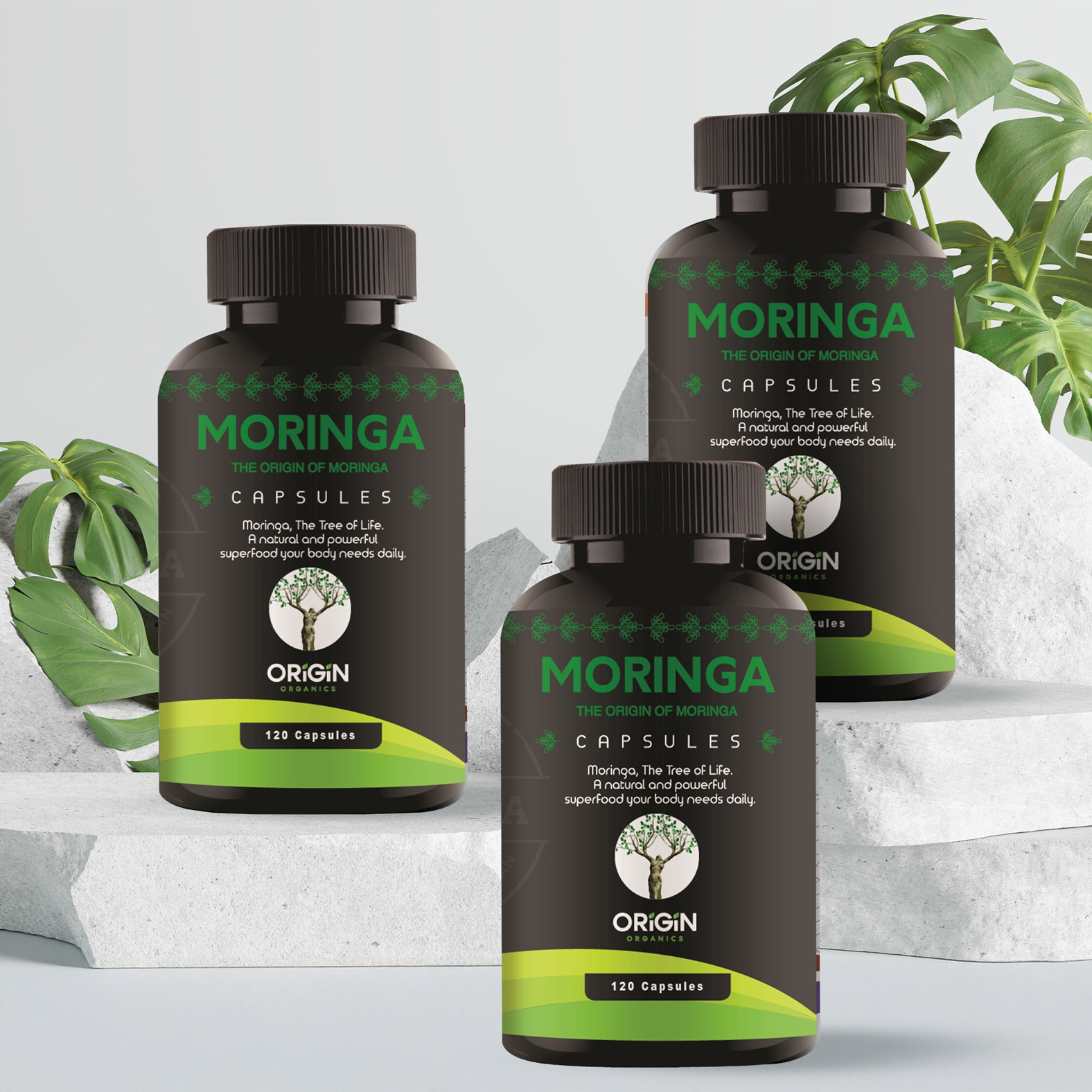 3x 120's 100% Natural Organic Dry Leaf Moringa Capsules