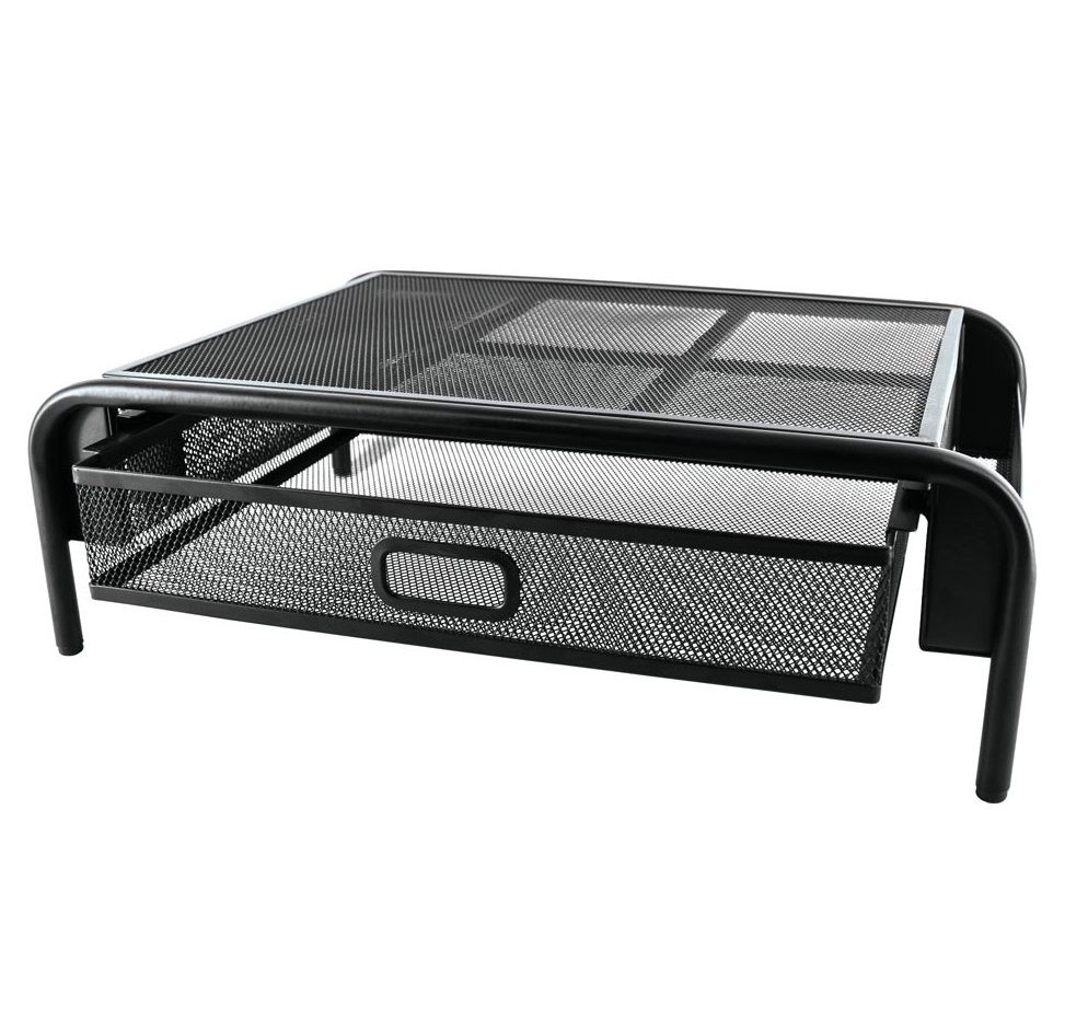 M710 Wire Mesh Computer Monitor Stand with Drawer Organiser