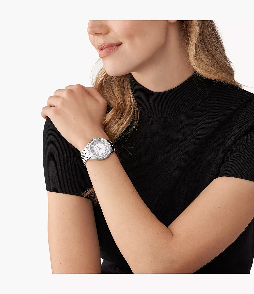 Michael Kors Harlowe Three-Hand Crystals White Dial Two Tone Steel Strap Watch for Women - MK4811