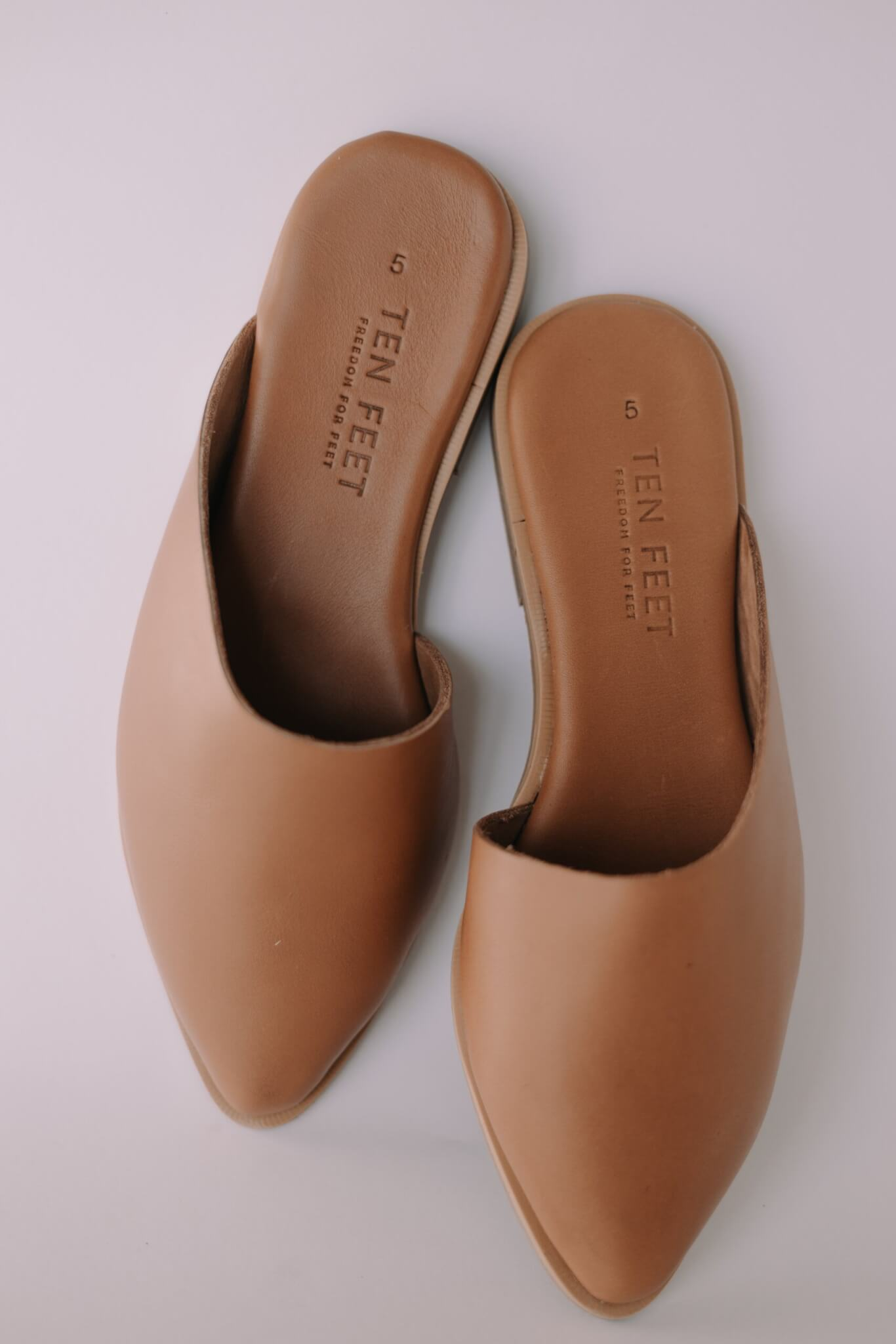 25% off on Ladies Tan Tapered Leather Mules OneDayOnly