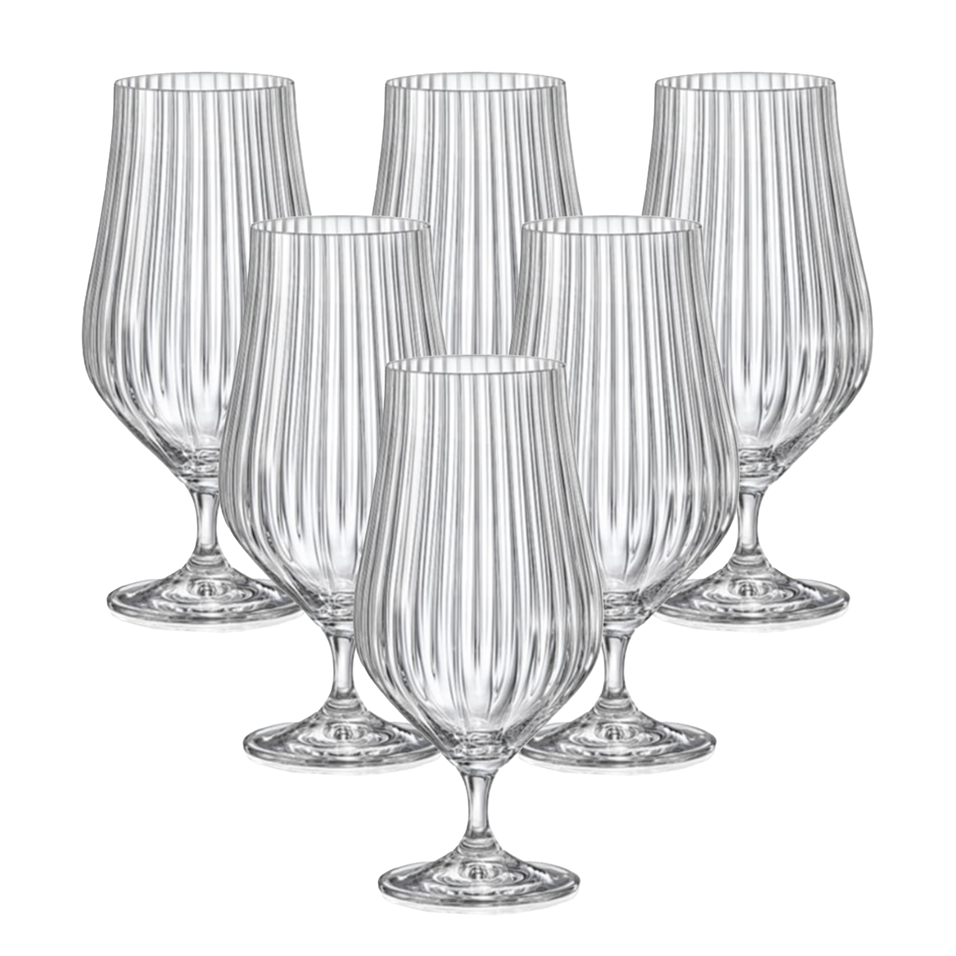 6x 540ml Tulipa Optic Crystal Beer Glasses