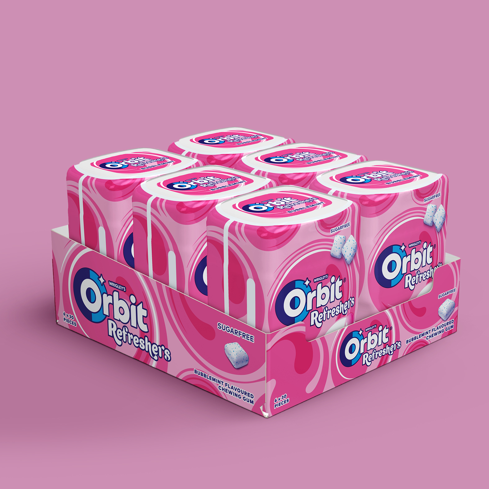 6x 67g Chewing Gum Bottles