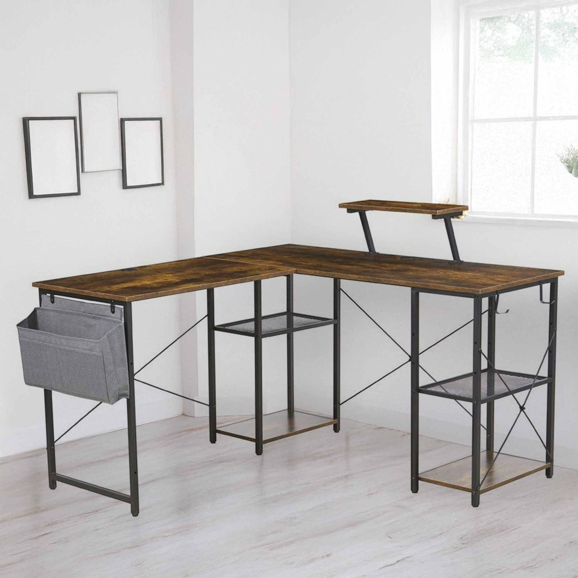 Adjustable L-Shaped Office Desk