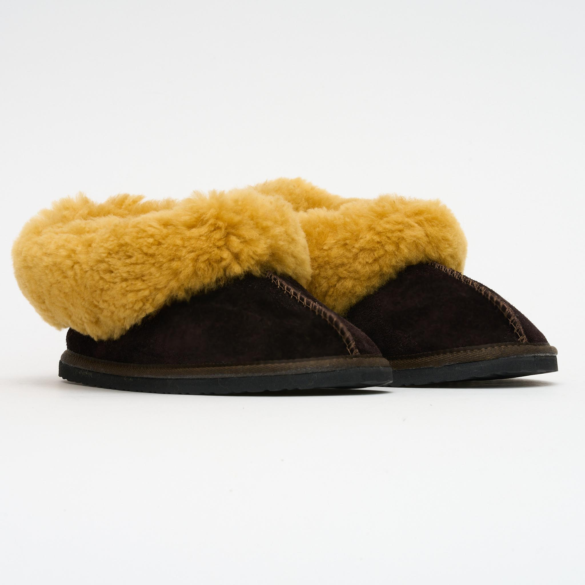 Men's or Ladies Two-Tone Genuine Wool & Sheepskin Slippers